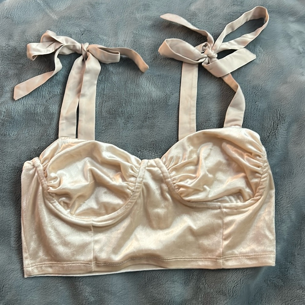 Garage Velvet and Satin Tie Strap Crop Top!